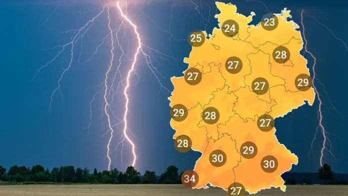 7-Tage-Wettervorhersage für Deutschland mit Temperaturen und Niederschlag